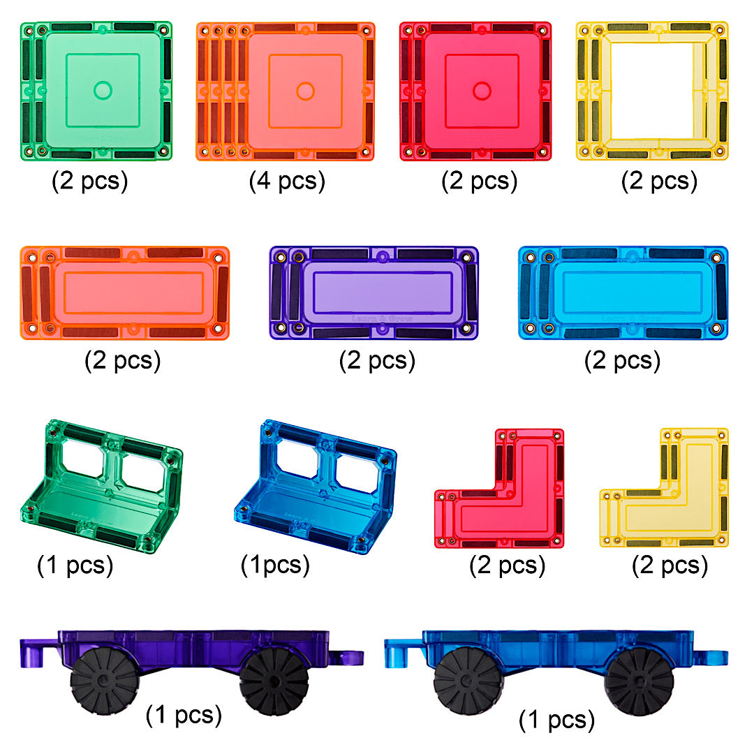 Learn and Grow Magnetic Tiles - Car Pack 28 piece