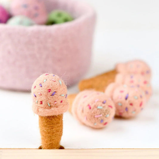 Felt Ice Cream - Peach with Sprinkles