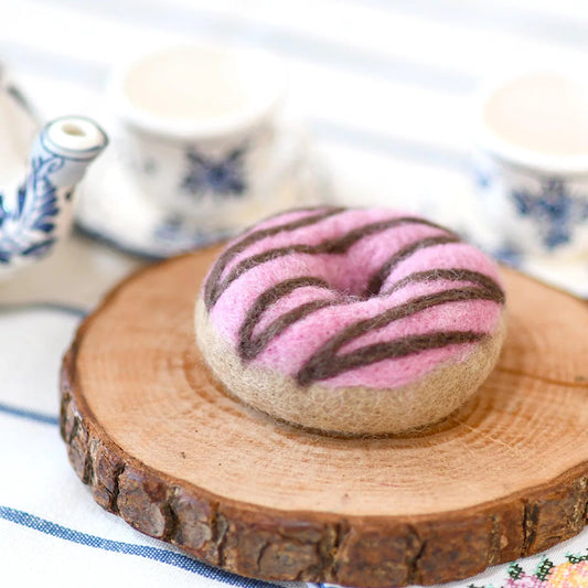 Felt Doughnut - Pink Vanilla with Chocolate Drizzle
