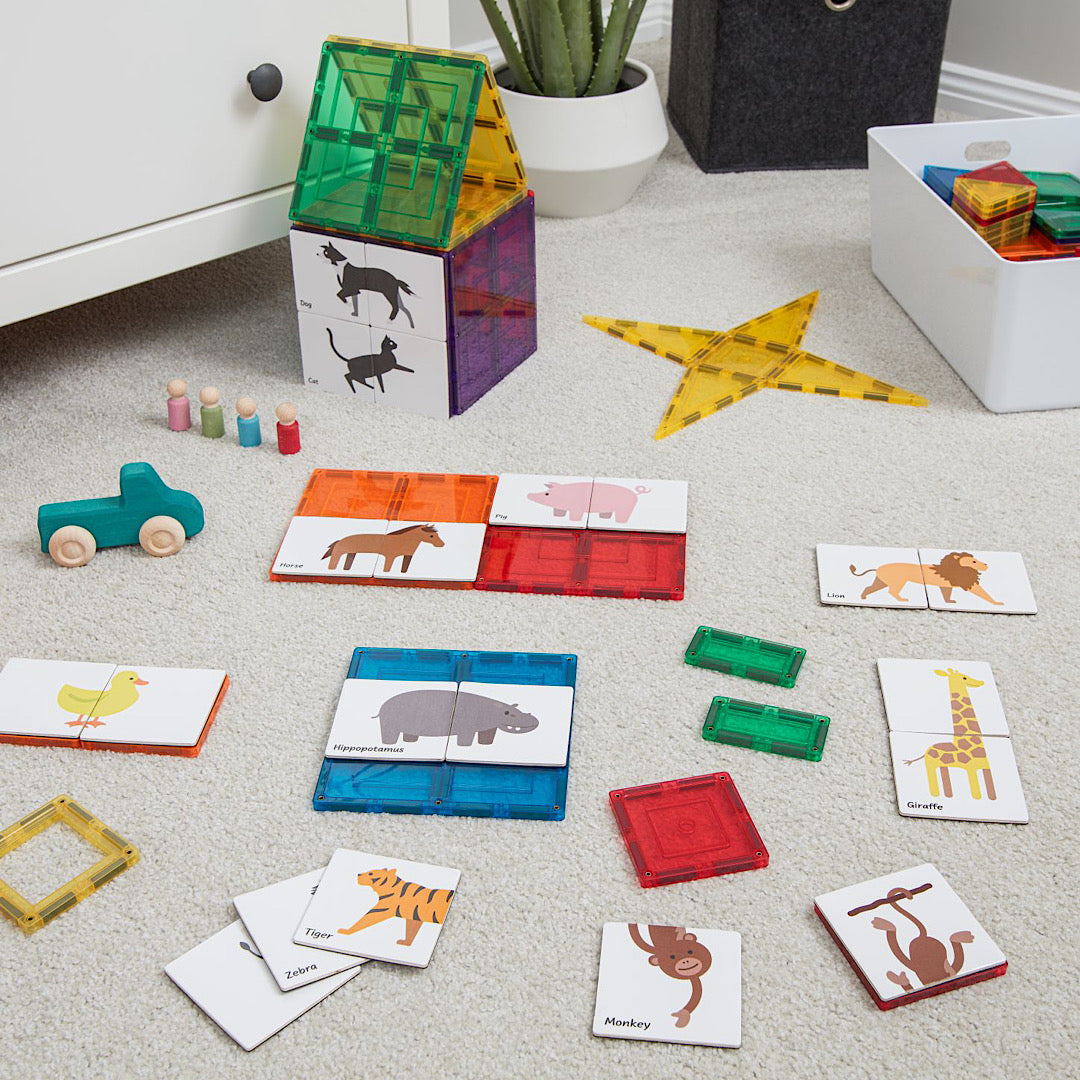Duo Animal Puzzle Magnetic Tile Toppers - Learn & Grow Toys
