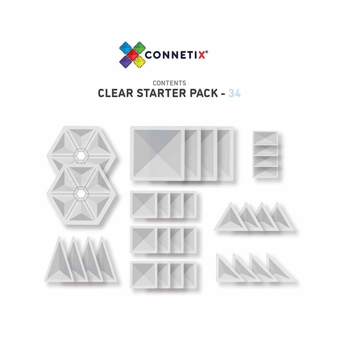 Connetix 34 piece clear pack